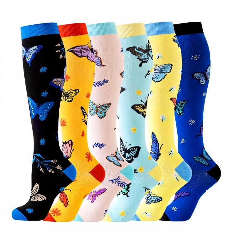 Butterfly Series Compression Socks(6 Pairs) - Multicolor - S/M - image 1