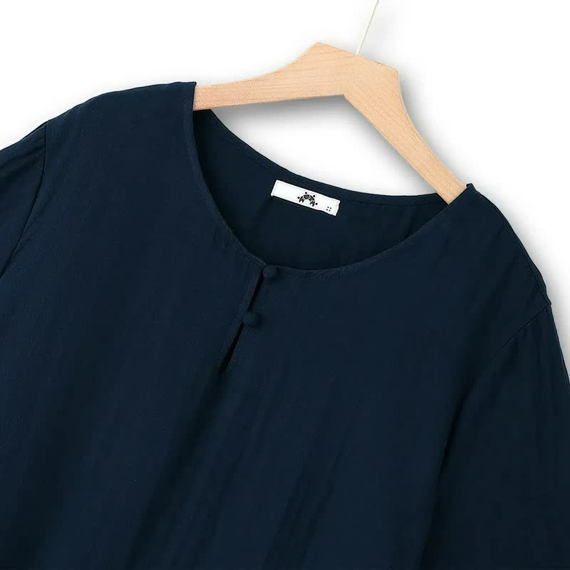 Breezy Button Neck Midi Dress - image 3