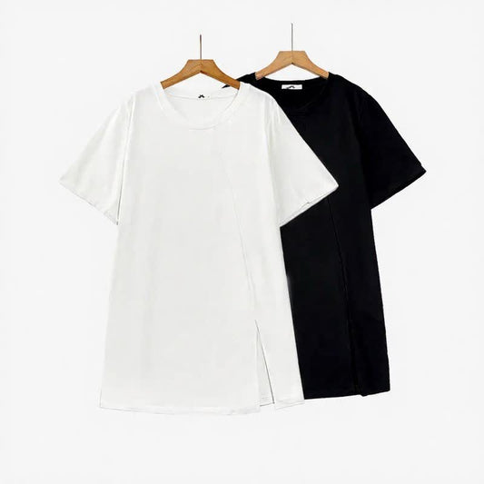 Asymmetric Side Slit Relaxed Blouses - image 0