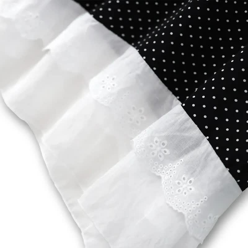 Polka Dot Tie-Neck Ruffle-Hem Tunic Top - image 1