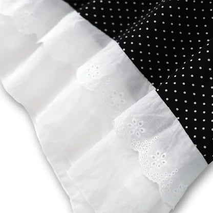 Polka Dot Tie-Neck Ruffle-Hem Tunic Top - image 1