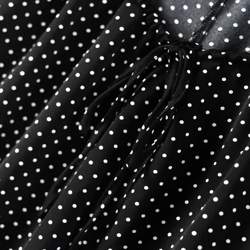 Polka Dot Tie-Neck Ruffle-Hem Tunic Top - image 3