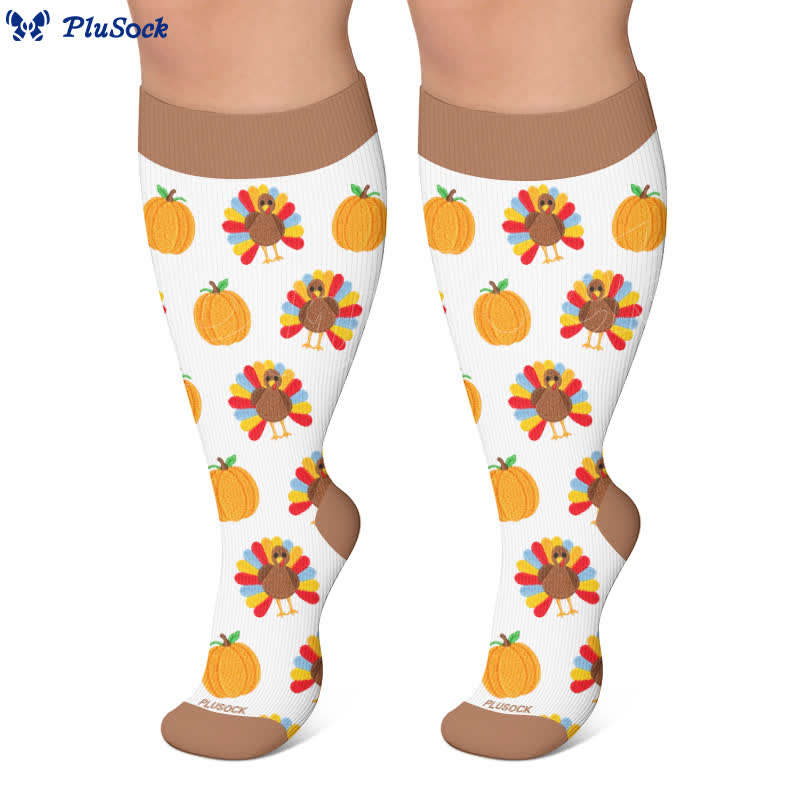 Plus Size Thanksgiving Print Compression Socks - image 8