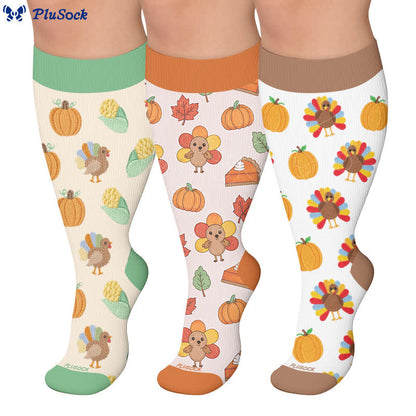 Plus Size Thanksgiving Print Compression Socks - image 0