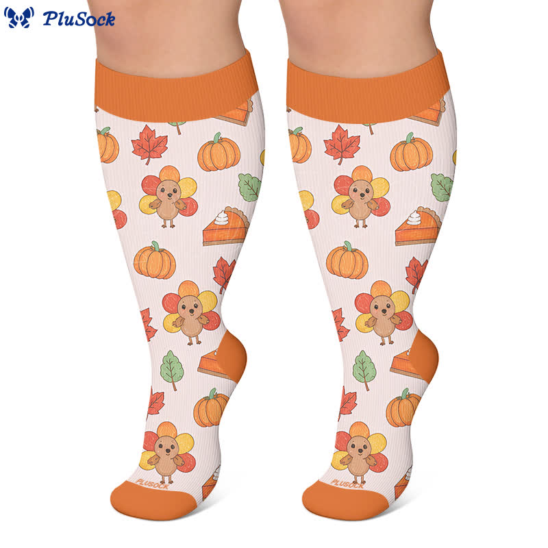 Plus Size Thanksgiving Print Compression Socks - image 10
