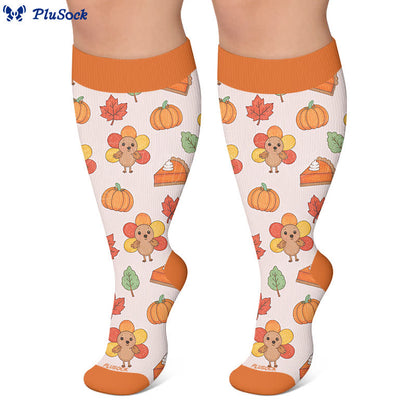 Plus Size Thanksgiving Print Compression Socks - image 10