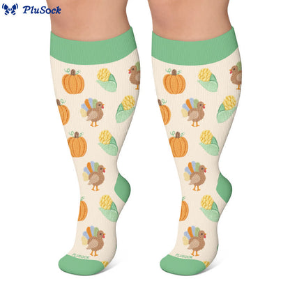 Plus Size Thanksgiving Print Compression Socks - image 6