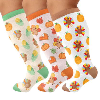 Plus Size Thanksgiving Print Compression Socks - image 4