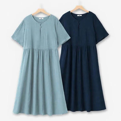 Breezy Button Neck Midi Dress - image 0