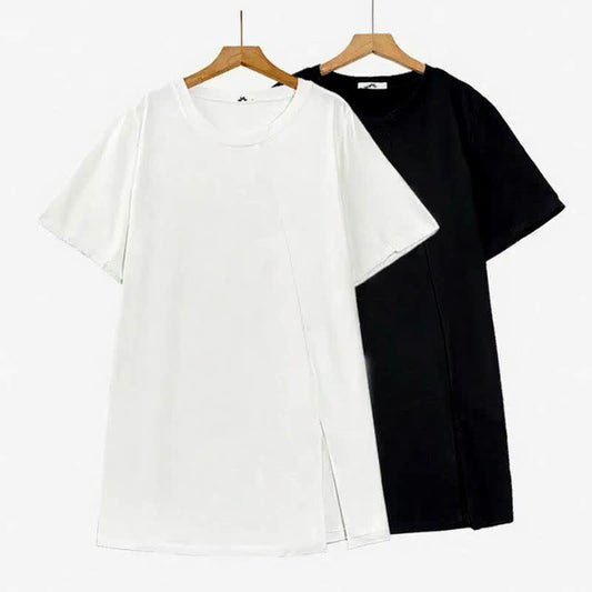 Asymmetric Side Slit Relaxed Blouses - image 0