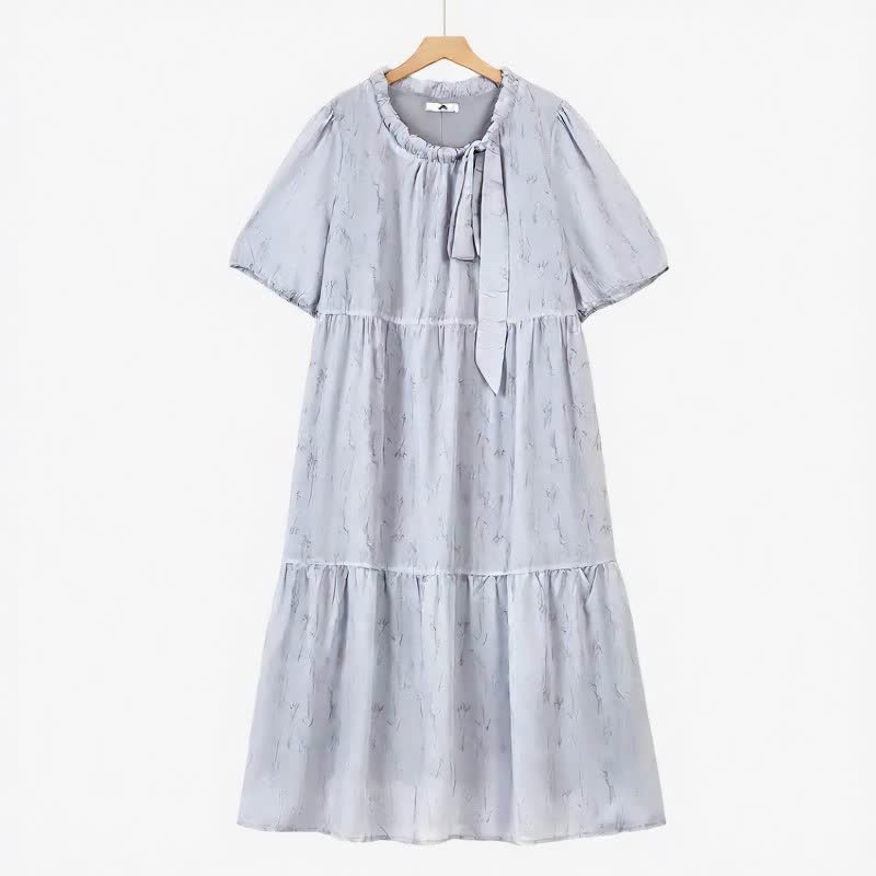 Romantic Bow Neck Maxi Dress - Light Blue - 6XL - image 0