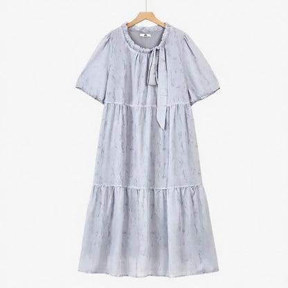 Romantic Bow Neck Maxi Dress - Light Blue - 6XL - image 0