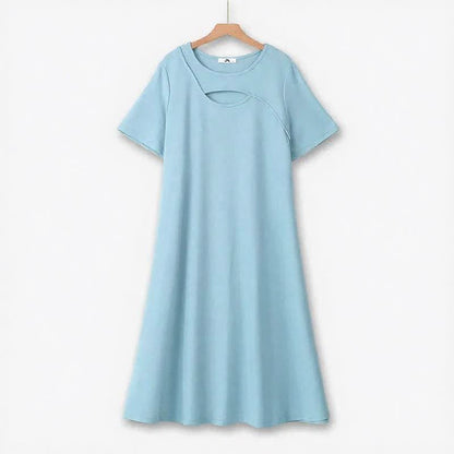Relaxed Keyhole Midi Dress - Blue - 7XL - image 2