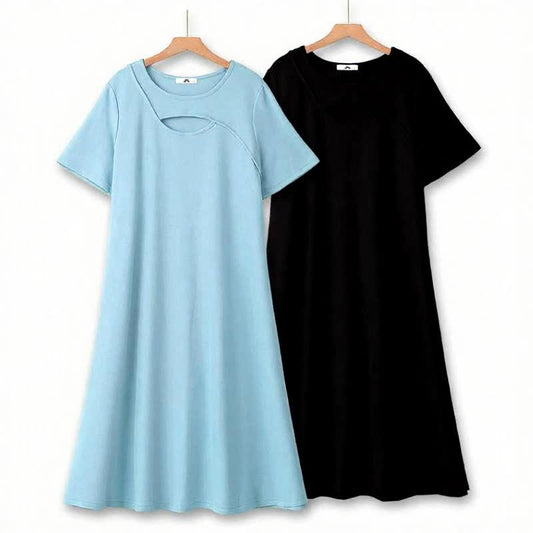 Relaxed Keyhole Midi Dress - image 0