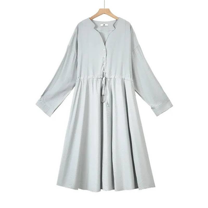 Relaxed Drawstring Midi Dress - Grey - 6XL - image 2