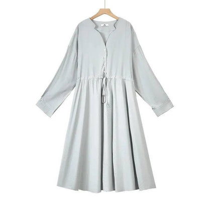 Relaxed Drawstring Midi Dress - Grey - 6XL - image 2