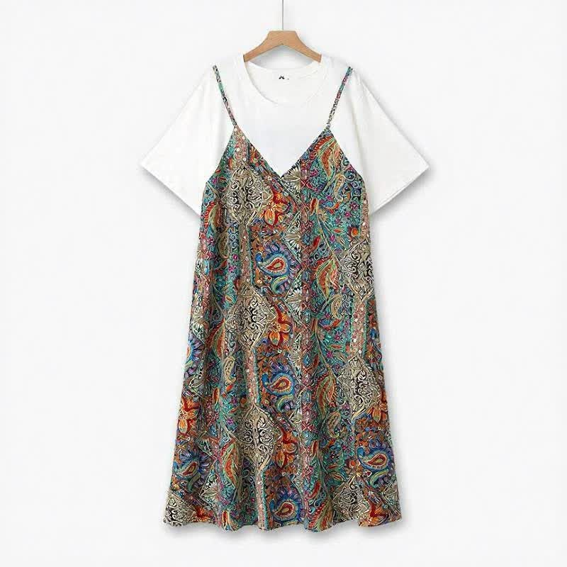 Boho Layered Midi Dress - Brown - 6XL - image 0