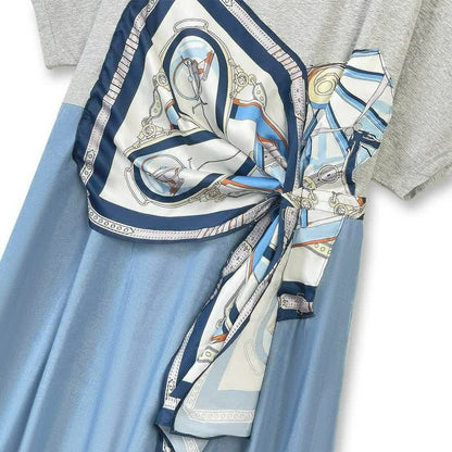 Scarf Tie Contrast Maxi Dress - image 4