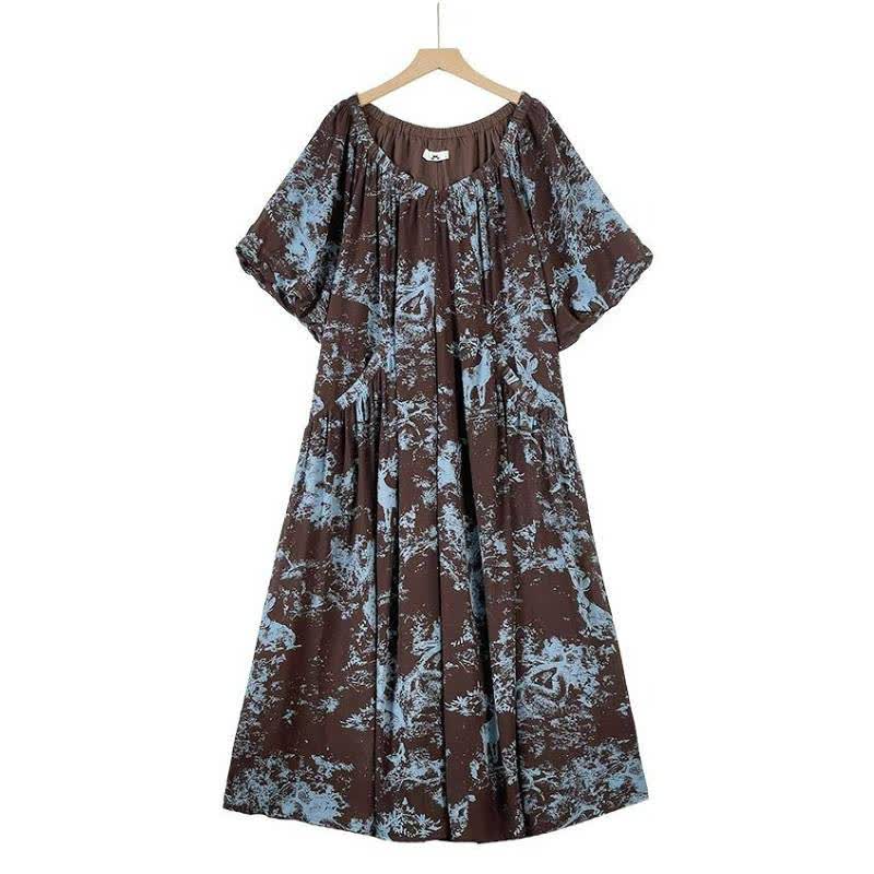 Boho Printed Flowy Maxi Dress - Multicolor - 6XL - image 0
