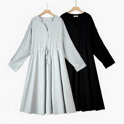 Relaxed Drawstring Midi Dress - image 0