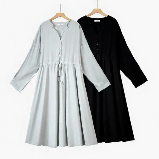 Relaxed Drawstring Midi Dress - image 0