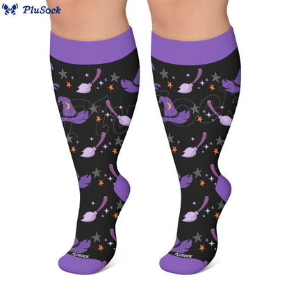 Plus Size Ghost Motifs Witch Hat Compression Socks - image 6
