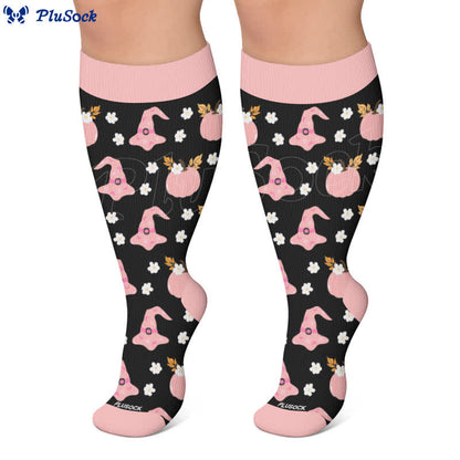 Plus Size Ghost Motifs Witch Hat Compression Socks - image 10