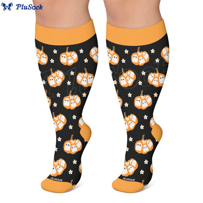 Plus Size Ghost Motifs Witch Hat Compression Socks - image 8