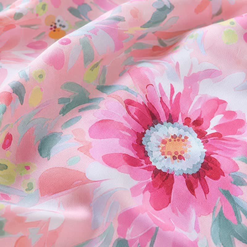 Pink Floral Viscose Midi Dress - image 5