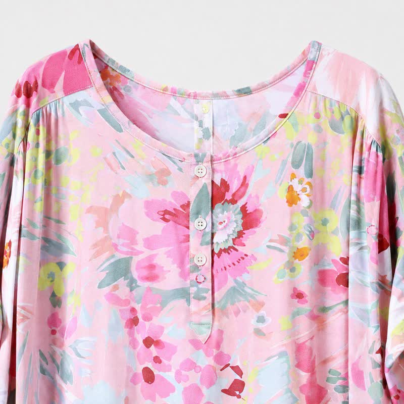 Pink Floral Viscose Midi Dress - image 4