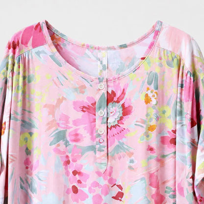 Pink Floral Viscose Midi Dress - image 4