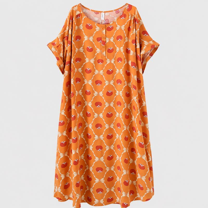 Cute Persimmon Midi Dress - Orange - 4XL - image 5