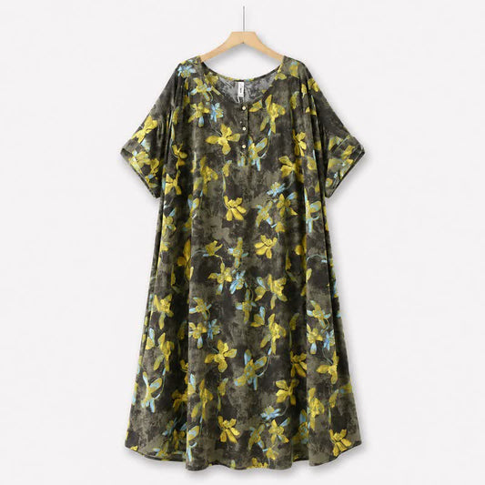 Vintage Floral Viscose Midi Dress - image 0