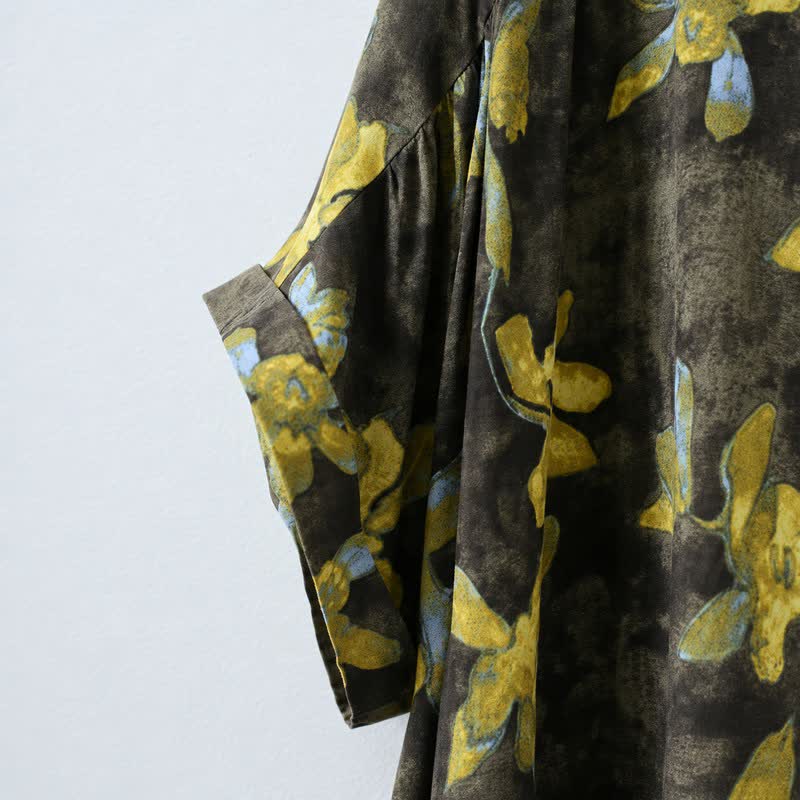 Vintage Floral Viscose Midi Dress - image 3
