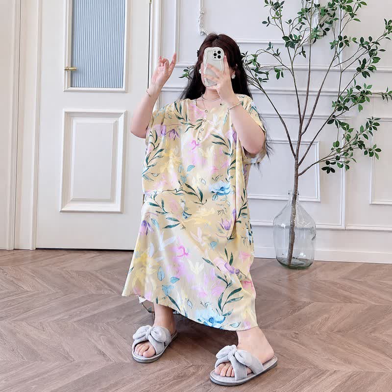 Pastel Floral Viscose Maxi Dress - image 1