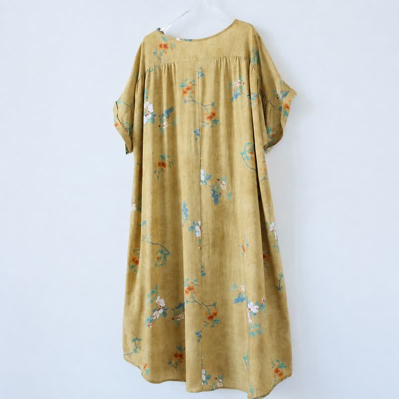 Vintage Floral Button-Front Midi Dress - image 5
