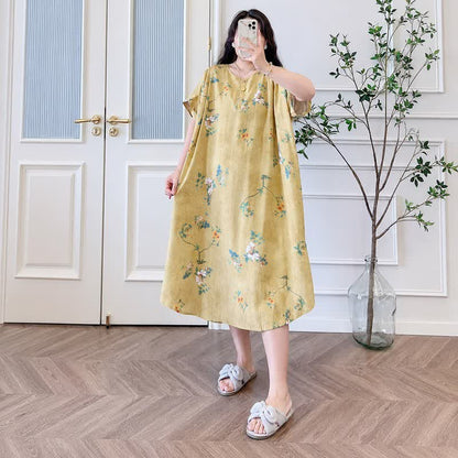 Vintage Floral Button-Front Midi Dress - image 1
