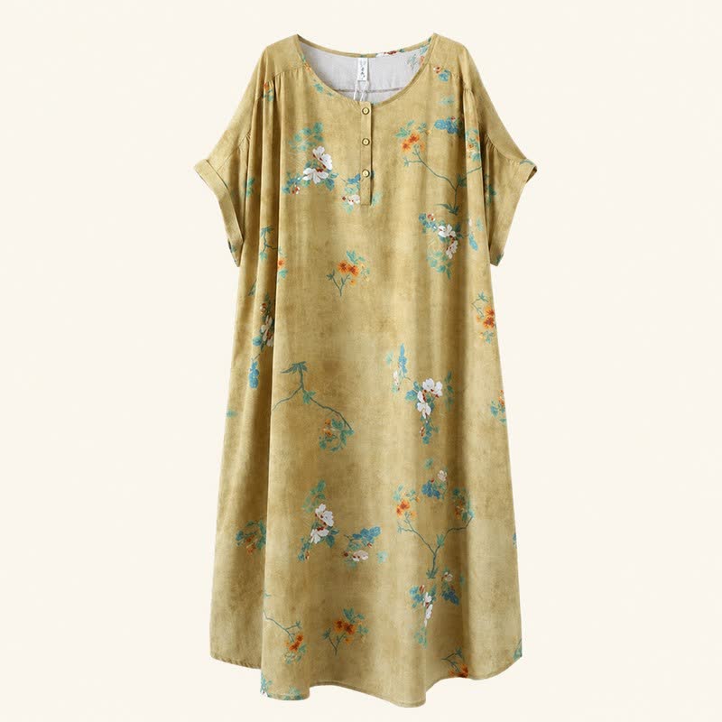 Vintage Floral Button-Front Midi Dress - image 6