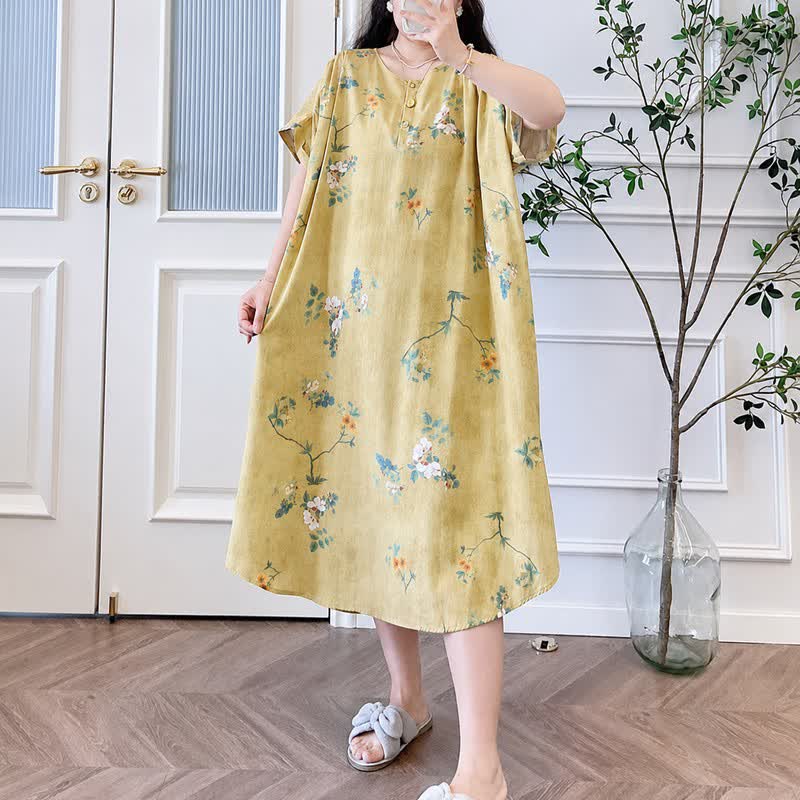 Vintage Floral Button-Front Midi Dress - image 2
