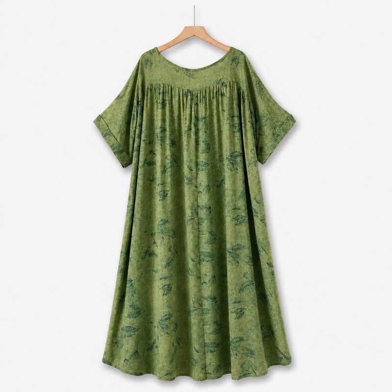 Botanical Breeze Midi Dress - Green - 5XL - image 0