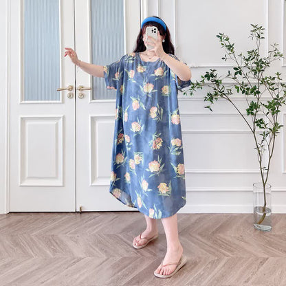 Relaxed Floral Lounge Midi Dress - image 1