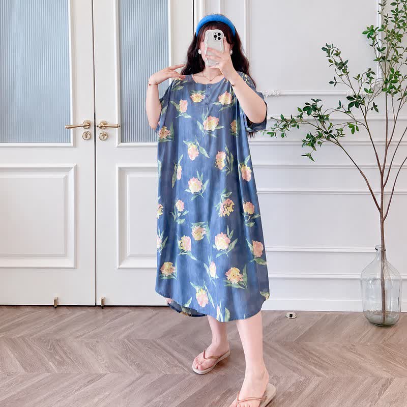 Relaxed Floral Lounge Midi Dress - image 2