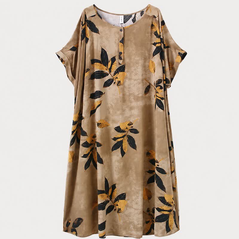 Leaf Print Relaxed Midi Dress - image 4