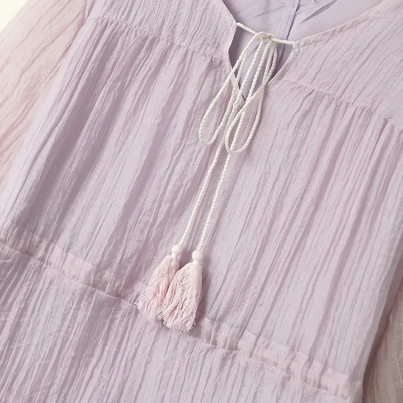 Crinkle Tiered Tassel Tie Midi Dress - image 1