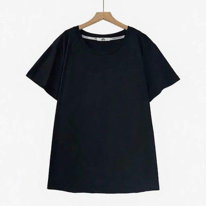 Cotton Stretch Crew Neck Essential Top - Black - 6XL - image 1