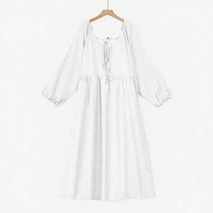 Breezy Tencel Tie Neck Maxi Dress - White - 6XL - image 1