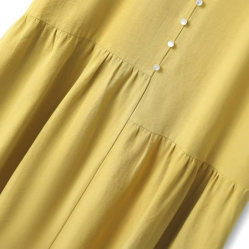 Pearl Button Casual Midi Dress - image 2