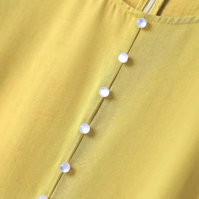 Pearl Button Casual Midi Dress - image 3
