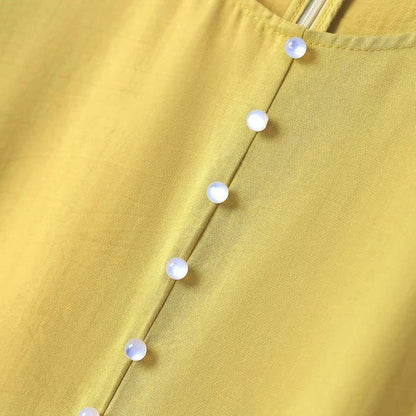 Pearl Button Casual Midi Dress - image 3