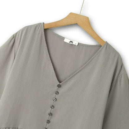 Breezy V Neck Button Midi Dress - image 1